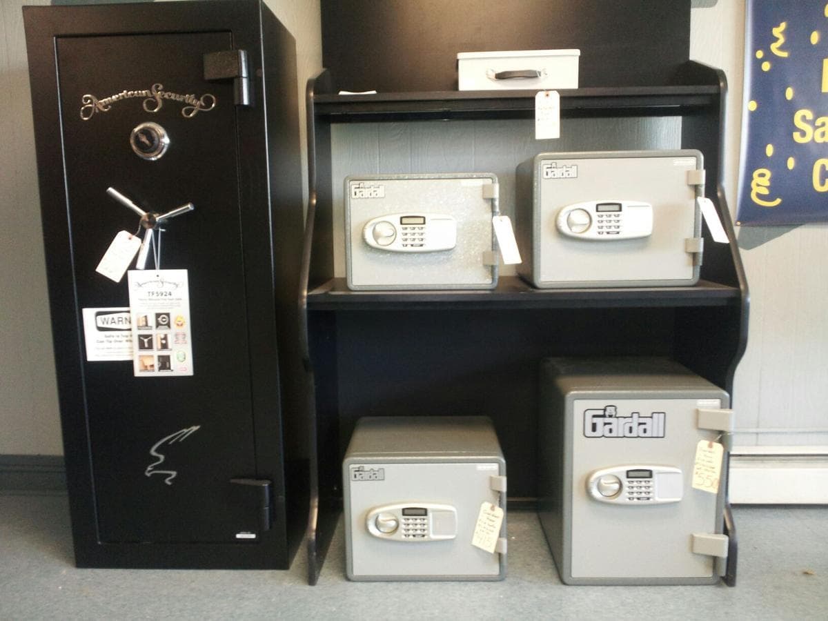 Cataract Safe & Lock showroom — American Security and Gardall safes on display