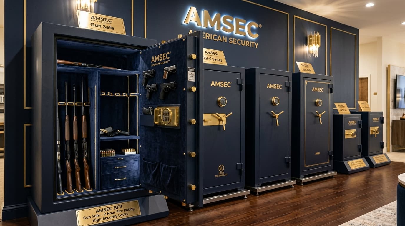 Safe showroom display at Cataract Safe & Lock — AMSEC and Gardall authorized dealer